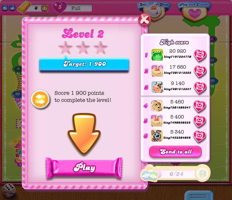Candy crush score points