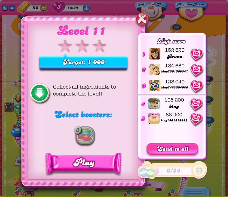 Candy crush ingredients