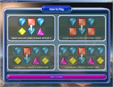 Figure 2. Bejeweled 2 Deluxe instructions. 